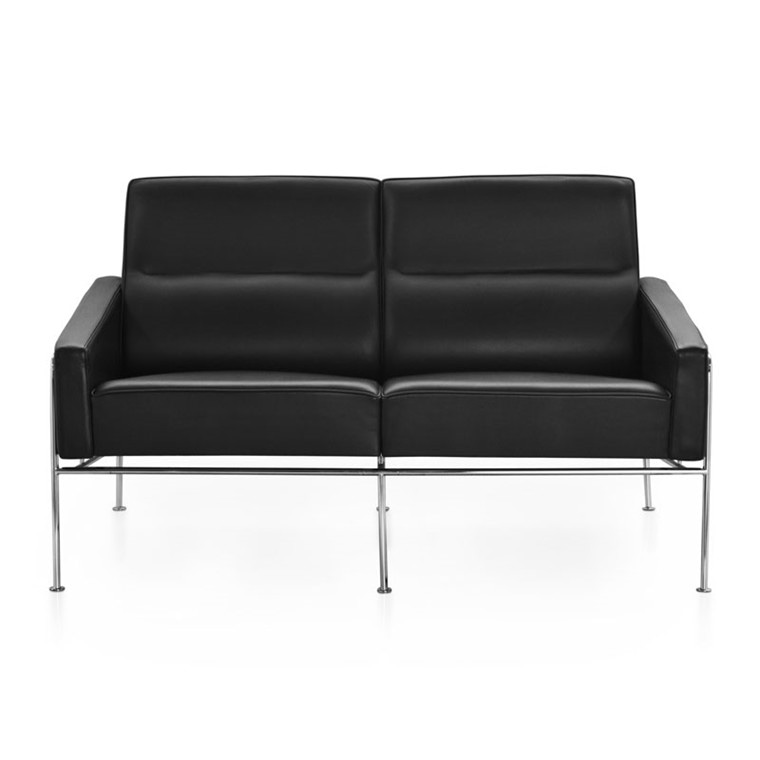 Fritz Hansen 3302 Sofa 2-Pers sort læder